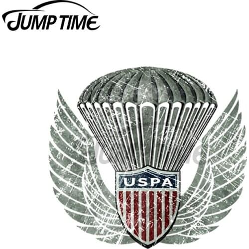 JumpTime 13 x 9.3cm US Parachutes Asociation Vintage Emblem Funny Car Stickers Windshield Bumper Decal Creative Waterproof Decor