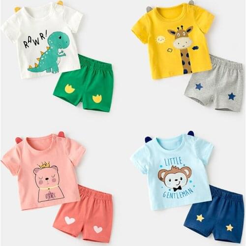 Kids Summer Clothing Sets T-shirt+shrots 2pcs Kids Boys Girls Casual Clothing For Children Outfits