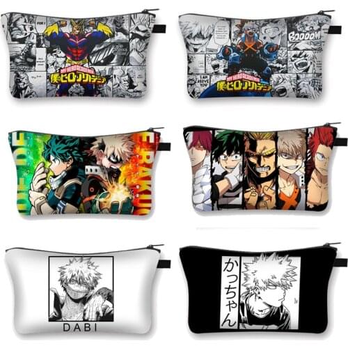Anime Boku MY Hero Academia Cosmetic Cases Woman Anime Makeup Bag Girls Portable Storage Bags Travel Bag Ladies Mini Handbag