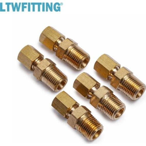 LTWFITTING Brass 1/8" OD x 1/8" Male NPT Compression Connector Fitting