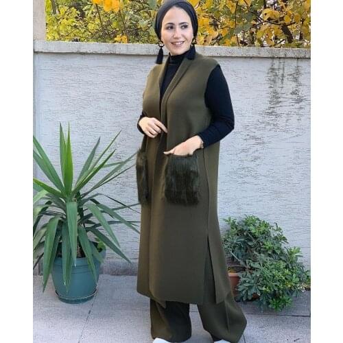 Müslüman Giyim Yelek Tunik Abaya 2021 Model Bayan Giyim Kısa Kollu Hırka