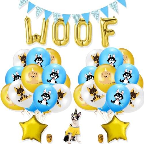Woof Aluminum Film Dog Rubber Balloons Set Pet Theme Birthday Party Decoration