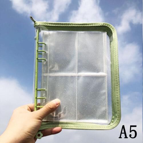 2021 New Arrive A5 A6 Zip PVC Notebook Accessory Sheet Shell Office School Transparent Concise 6 Holes Binder Planner Cover