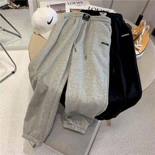 New Autumn Solid Casual Harem Pants Women Velvet Trousers High Waist Straight Loose Long Preppy Style Sports Pants