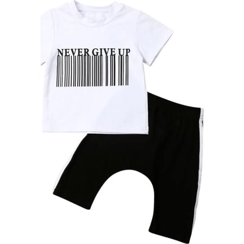 Toddler Boy Clothes 2pcs Kids Infant Baby Boys Summer Casual Black&White Tops T-shirt Short Pants Outfits