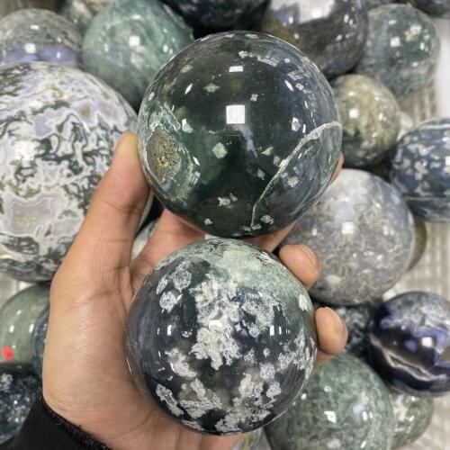 Wholesale Agate sphere with aquatic plant Crystal Sphere Gem Stone Ball 2.2LB