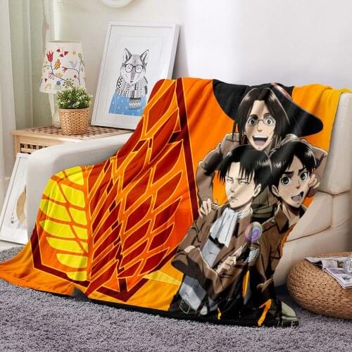 Gift For Friends Bed Line Cartoon Anime Flannel Blanket Attack On Titan Fleece Blanket Bedspread On The Bed Picnic Blanket