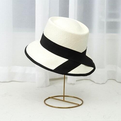 Womens Summer Hat Bucket Hat Sun Protection Cap Female Ribbon Decoration Concave Top Wide Brim Hat Straw Hat Beach Hat Sun Hats