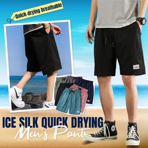 Men Summer Cool Down Shorts Ice Silk Shorts Air-conditioning Casual Loose Quick-drying Shorts Five-point Pants Mens Sweatpants