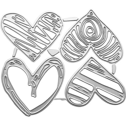 SS Creativity 4pcs Hearts Cutting Dies Metal Die Cutter for Scrapbooking Stencil for Décor Thank You Gift Cardmaking Tags