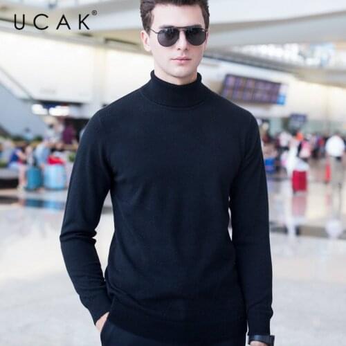 UCAK Brand Sweater Men Colthing Classic Pure Merino Wool Pullover Pull Homme Autumn Winter Turtleneck Cashmere Men Clothes U3004