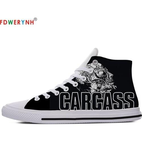 Carcass Mens Casual Shoes White Customized Printed Men High-top Canvas Shoes Breathable Casual Lace-up Shoes