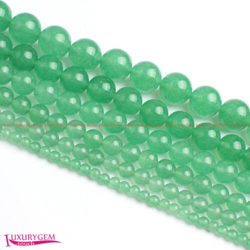 High Quality 4,6,8,10,12,14mm Smooth Natural Green Aventurine Jades Round Shape Loose Beads Strand 15" Jewelry Making wj381