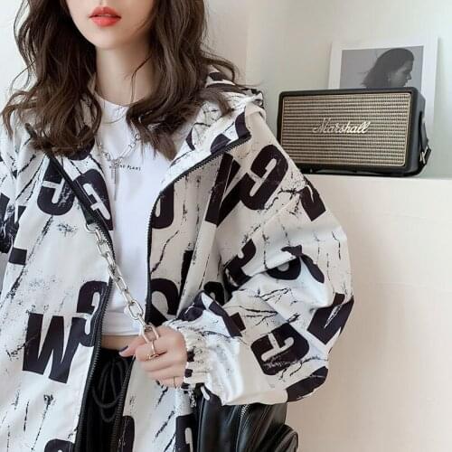 Hooded casual coat womens spring and autumn 2021 new early spring loose Baseball Jacket thin