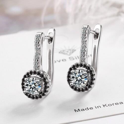 Classic Silver Color Round Shaped Earrings Hollow Out Micro-Inlaid Zircon Earrings for Women Accessories Jewelry for Girl