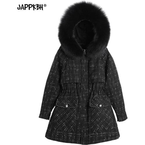 Women Winter Jackets Female Thick Warm Parkas Faux Fur Hooded Coats Vintage Black Plaid Outwears Thermal Slim Casual Clothing