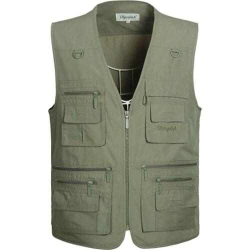 Male Waistcoats with Many Multi Pocket Large Size Quick-Drying Work Vest Mens Fishing Camping Sleeveless Jacket Outdoor