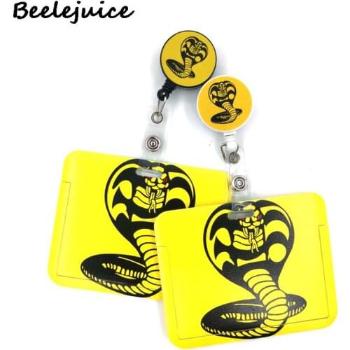 Snake Cobra Kai Card Holder Women Men Business Lanyard Badge Card Case Women Card Cover Student Lanyard ID Name Card Holder Bags