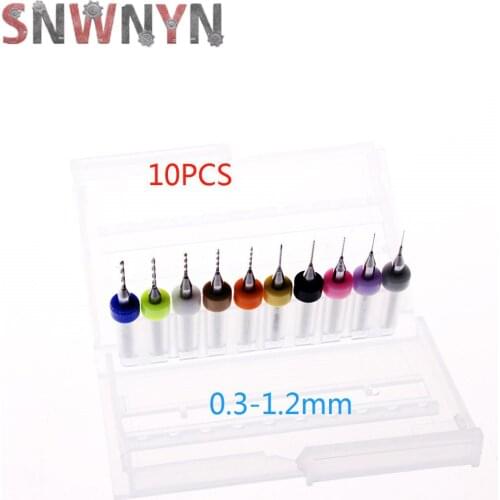 10pcs/set 0.3-1.2mm PCB Mini Drill Bit Tungsten Steel Carbide for Print Circuit Board CNC Drill Bits Machine