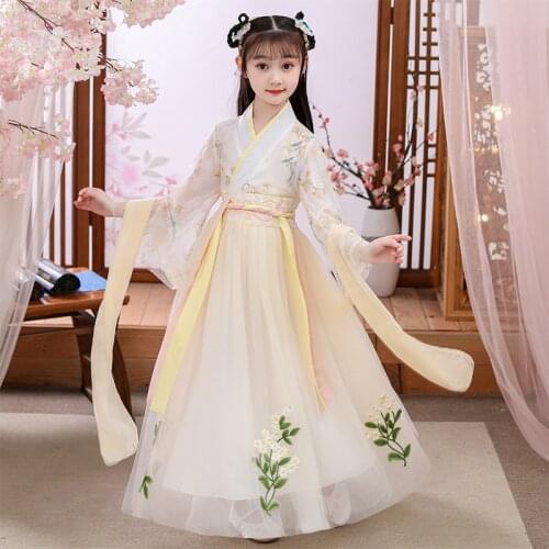 2021 Traditional Chinese Girls Fairy Costume New Year Outfit Girl Hanfu Dress Children Chinese Style Tang Photography Cosplay