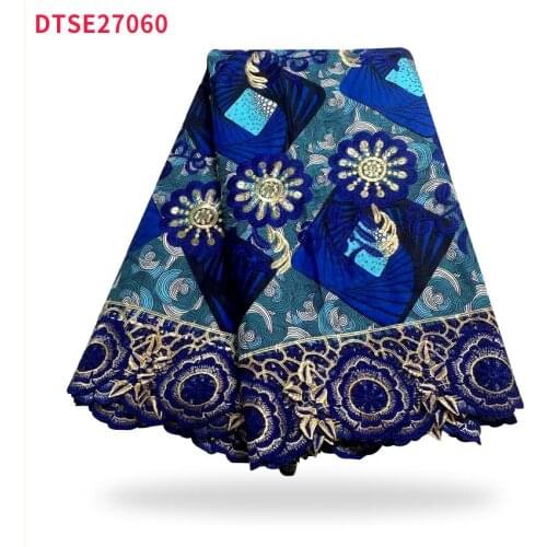 2021 new high quality African wax cloth lace fabric 5 yards Nigeria embroidered lace Tissu Africain party dress fabric DTSE27060