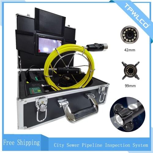 20m 42mm Dual Lens Waterproof Pipe Camera Snake Video Inspection Camea For Pipeline Duct Drain Sewer Plumbing 7'' Display