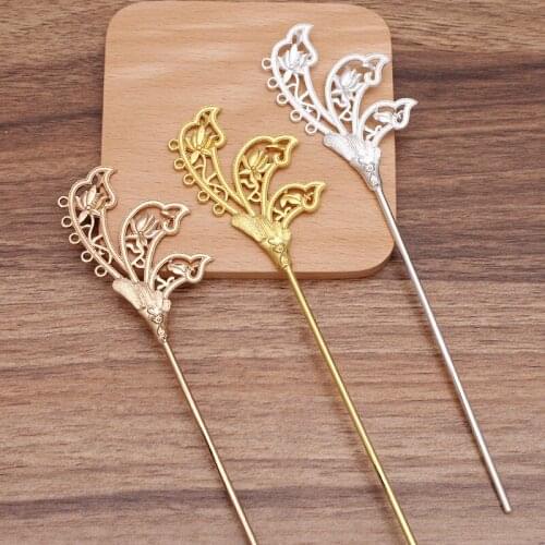 5pcs/lot 180mm 3 Color Alloy Hairpin Chinese Hair Sticks Bridal Hair Fork Hair Accessories For Women