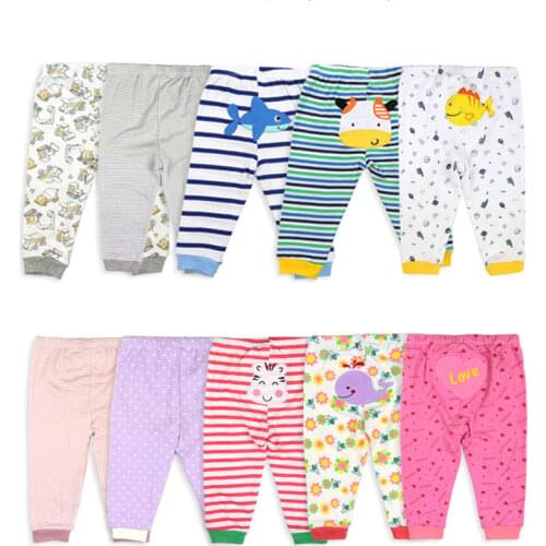 [5Pcs/lot Random Color]Cartoon Print Baby Pants Cotton Baby Leggings Spring Autumn Toddler Boy Pants Newborn Infant Clothing