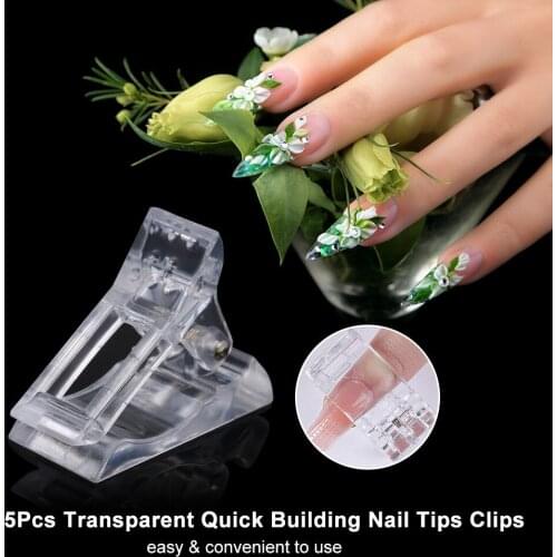5pcs Transparent Crystal nail clamp Crystal glue clip DIY fake nails holder Crystal extension glue clip SNGJ4