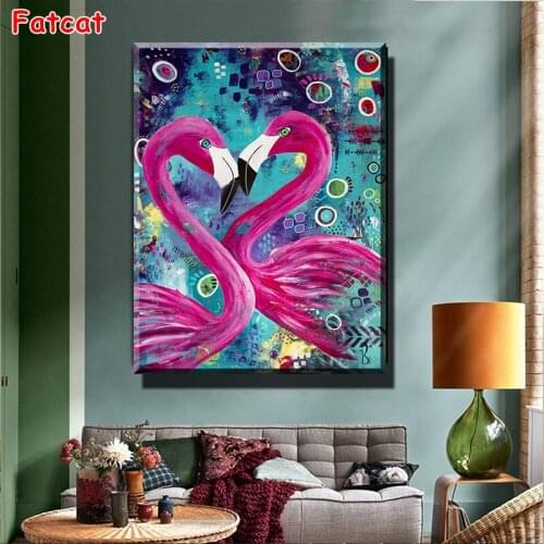 Bird Love Flamingo 5D DIY Diamond Painting Cross Stitch Fantasy Embroidery Complete Kit Picture Of Rhinestones Home Decor PP1603