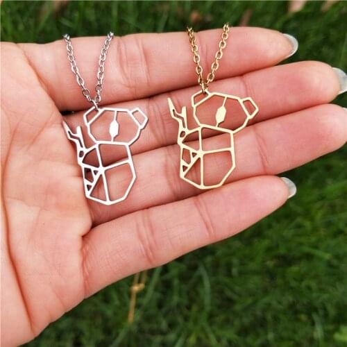 Australia Animal Jewelry Origami Koala Pendant Necklace Bear Choker Gift for Mom Necklaces Gold Cadena Hombre