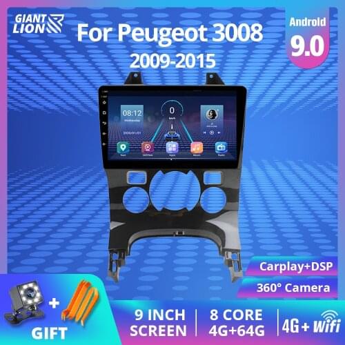2din Android 9.0 Car Radio For Peugeot 3008 2009-2015 Car Multimedia Player GPS Navigation IPS Screen Player 2din Dvd Player