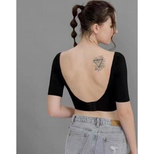 Seamless sexy face smooth deep U ultra-low back exposed chest chest bra strap more than wearing bra back