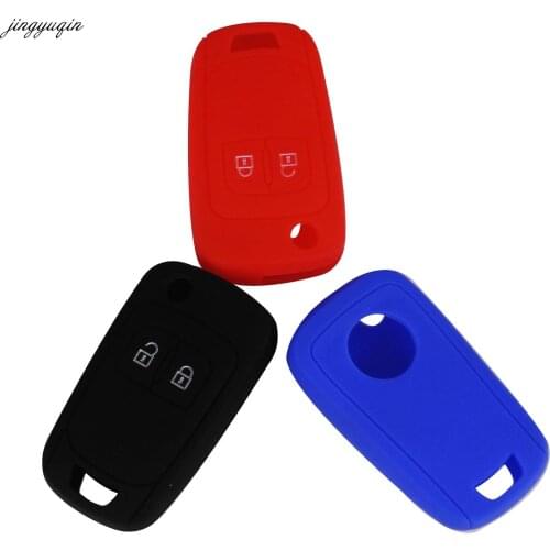 Jingyuqin 2 Buttons Remote Silicone Flip Folding Car Key Case Cover for Chevrolet Cruze Holder Rubber Key Protector