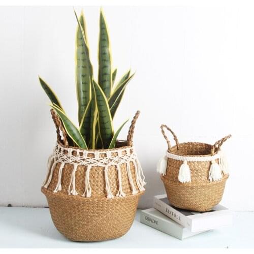 32 x 28cm large Wicker basket foldable Decorative Baskets Garden Flower Pot Rattan Basket Home Organization laundry basket