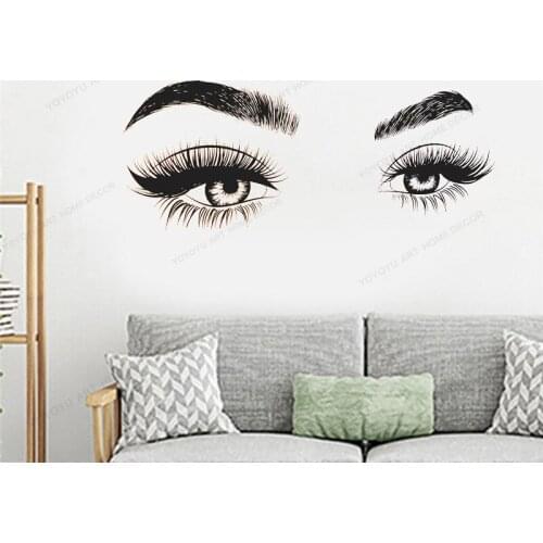 Brows Beauty Salon Wall Decal FOR GIRLS BEDROOMWindow Sticker Woman Face Eyelashes Lashes Eyebrows WU357