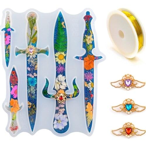 Short Sword Mold DIY Pendant Silicone Jewelry Pendant Dagger Resin Sword Sharpener Small Sword Epoxy Mold Resin Molds