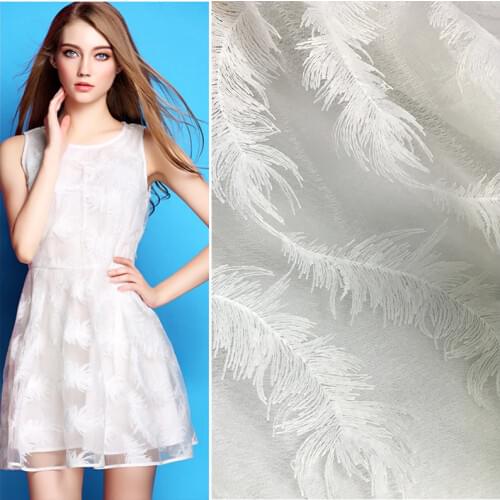 1y French lace feather embroidery lace fabric fashion veil clothing accessories DIY Sewing Fashion ladies dress lace cloth 1232