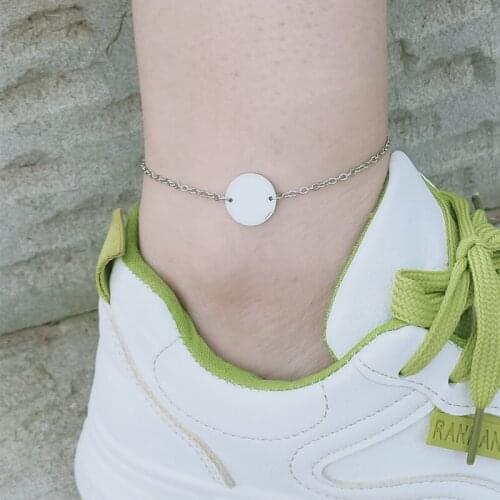 Geometric Round Ankle Bracelet Beach Accessories Tobilleras Pulsera Para Tobillo Stainless Steel Chain Anklets For Women Jewelry