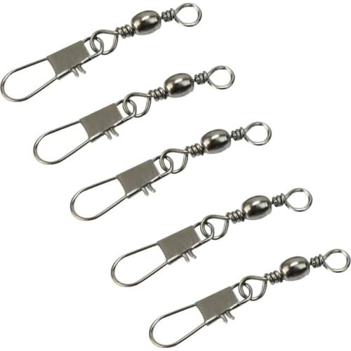 HiUmi Fishing Connectors Pin Barrel Swivel with Safety Snap Ring for Angling Solid Fishing Accessories