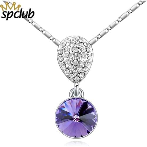Exquisite Crystals From Swarovski Pendant Necklace Wholesale Newest Fashion Thin Chain Collar Necklace Collier Femme Jewelry