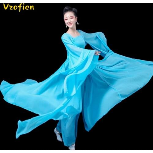 Chinese Traditional Folk Hanfu Dance Performance Costume Ancient Elegant Yangko Hanfu Clothing Classical Modern Fan Dance