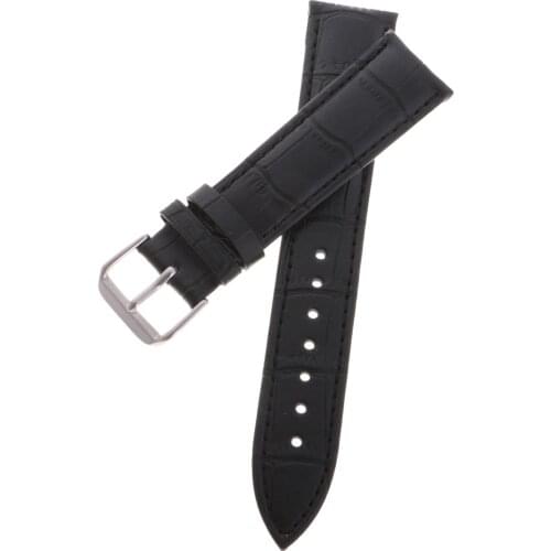 Embossed Texture Leather Great Replacement Strap Silver Tone Buckle