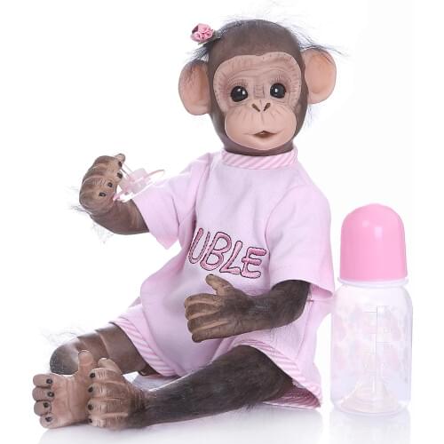 DecdealReborn Doll 40cm/16Inch Baby Monkey Doll Lifelike Reborn Baby Monkey Doll Handmade Dolls Christmas Gift Toy for Kids