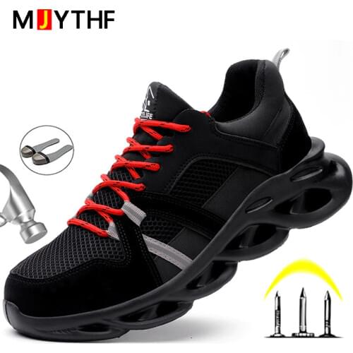 Lightweight Work Shoes Men Women Safety Shoes Puncture-Proof Safety Boots Men Indestructible Work Sneakers Reflective Men Shoes