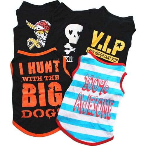 Cute Printed Summer Pets tshirt Puppy Dog Clothes Pet Cat Vest Cotton T Shirt Pug Apparel Costumes Dog Clothes for Small Dogs