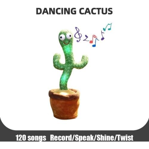 Hot Upgrade Models Dancing Cactus Speaker Plush Toy Singing Twisting Luminous Recording Toys Repeat Speak Voice Dropshipping