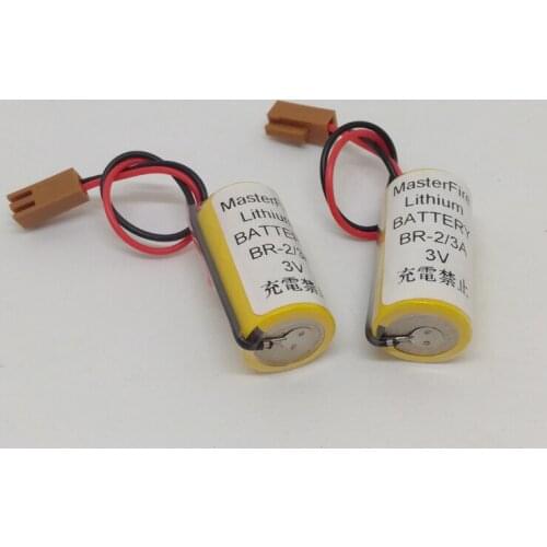 MasterFire 8pcs/lot New Original Battery For Panasonic BR-2/3A 3V 1200mAh PLC Lithium Batteries with Two-hole Plugs For FANUC