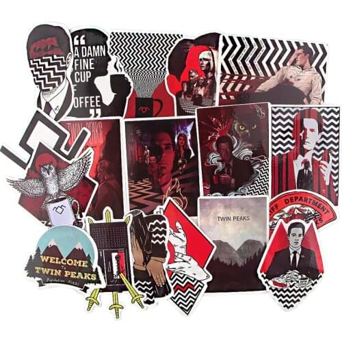 18 Pcs Twin Peaks TV Sticker For guitar suitcase fridge laptop stickers waterproof toy toy sticker