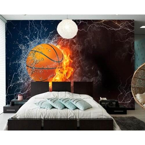 Bacal Papel de pared Basketball Water Fire Ball Sport 3d wallpapers living room wall bedroom wall papers home decor murals